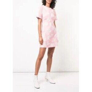 Cinq a Sept Phoenix Madison Size 8 Floral Leaf Print Mini Dress Pink Stretchy